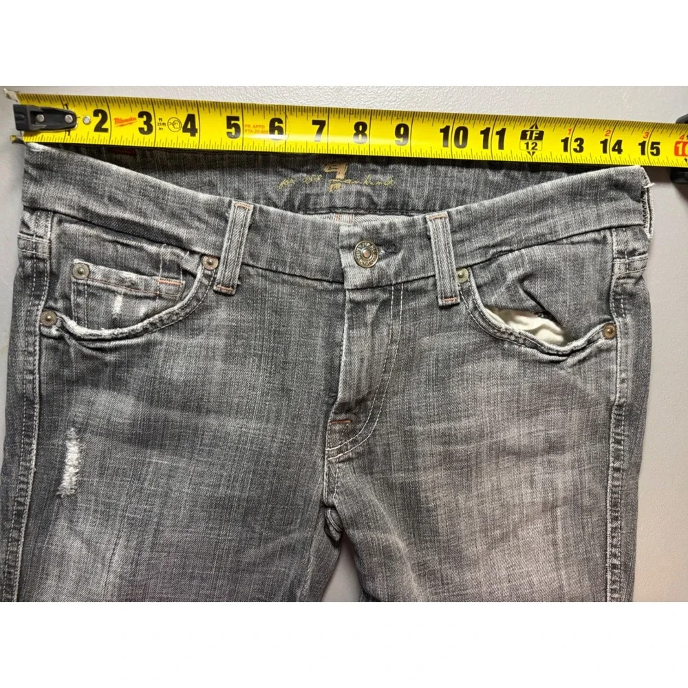 7 For All Mankind Jeans Womens 29 Gray A Pocket Flare Distressed Low Rise Denim